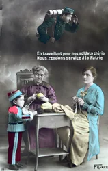 French patriotic postcard depicting the role of women during the First World War