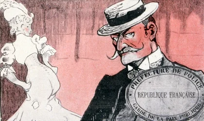 French Police Surveying a Prostitute Before Arresting Her. 19th Century France. French Illustration 1890