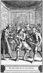 Frontispiece illustration from Monsieur de Pourceaugnac by Moliere
