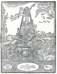 Frontispiece to an agricultural almanach with a portrait of Olivier de Serres (1539-1619) 1816