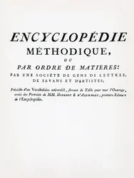 Frontispiece to the Methodical Encyclopedia by Order of Subject Matter, edited by Denis Diderot and Jean Le Rond d