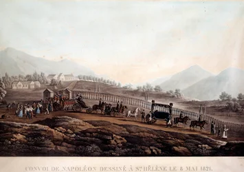Funeral convoy from Napoleon I (1769-1821) to Sainte Helene the 8/05/1821 Engraving around 1830 Ile d