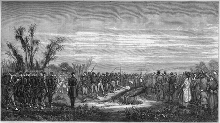 Funeral of General Edouard Collineau (1810-1861) at Tsien Tsin (China), January 15.