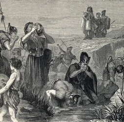 Gedeon (Gideon) Calls by God to Defeat the Madianites Chooses His Soldiers from Among Those Who Drink While Carrying Water to Their Mouth