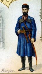 Georgian Male. Series of 25 Advertising Chromos for the Dijon Manufacture of Biscuits Pernot, created in 1869. Detail of the Characters in Traditional Costume