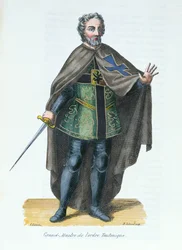 Grand Master of the Teutonic Order, Illustration from Histoire et Costumes des Ordres Monastiques by Pierre Helyot, 1842