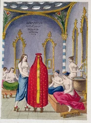 Hammam in Turkey, illustrated plate from Moeurs, usages et costumes des ottomans by A. Castellan, Paris, c.1810