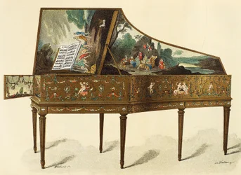 Harpsichord Decorated with Grotesques, Illustration from Dictionary of Furniture and Decoration