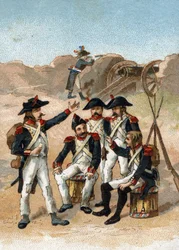 He will make us eat up to our boots, said the soldier of Massena, rationed to the excess during the siege of Genoa in June 1800. Chromolithograph
