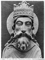 Head of Clovis I, from the Church Notre-Dame of Corbeil (plaster cast) (detail)