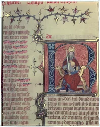 Historiated Initial R Depicting Emperor Charlemagne