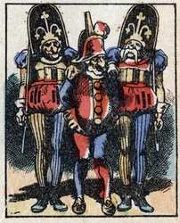 History of Dr. Pulcinella (Polichinelle). Wood Engraving of Imaging Pellerin - Epinal, Late 19th Century