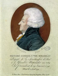 Honoré Gabriel (Honoré-Gabriel) Riqueti, Count of Mirabeau (1749-1791): deputy of the Seneschalship of Aix to the National Assembly in 1789, elected president 29 Jan. 1791 and died 2 April 1791.
