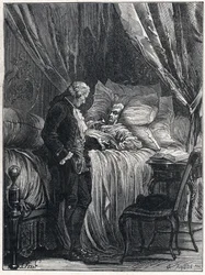 Honore Gabriel Riqueti, Count of Mirabeau on his deathbed with his doctor, Georges Cabanis in 1791