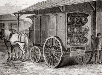 Horse Drawn Vehicle Used to Transport Compressed Gas in Portable Containers in the 19th Century