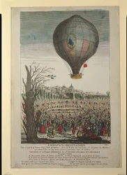 Hot-Air Balloon Experiment by the Montgolfier Brothers and Francois Pilatre de Rozier at Lyon, 19th January 1784