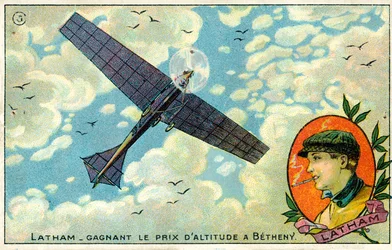 Hubert Latham winning the altitude prize at the Reims-Betheny air meeting