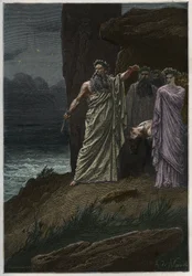 Human sacrifice by the druid after Alphonse de Neuville - Druids offering human sacrifices - engraving from L