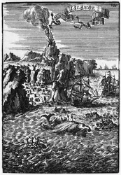 Iceland and whale fishing, illustration from Description de l