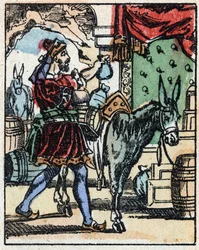 Illustration for the Tales of the Thousand and One Nights. Ali-Baba. Wood engraving from Imaging Pellerin - Epinal, late 19th century.