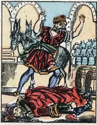 Illustration for the Tales of the Thousand and One Nights. Ali-Baba. Wood engraving from Imaging Pellerin - Epinal, late 19th century