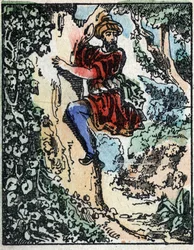 Illustration for the Tales of the Thousand and One Nights. Ali-Baba. Wood engraving from Imaging Pellerin - Epinal, late 19th century.