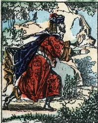 Illustration for the Tales of the Thousand and One Nights. Ali Baba. Wood engraving from Imaging Pellerin - Epinal, late 19th century