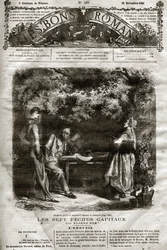 Illustration for the novel by Eugene Sue The Seven Capitals appeared in The Bons Romans of 29/11/1864