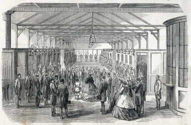 Impress Eugenie and Imperial Prince visit the Bank of France, 23 June 1866 - engraving in Le MONDE Illustrous DU 07/07/1866