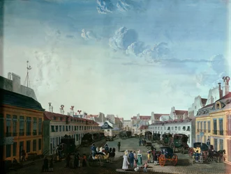 Interior Courtyard of the Imperial Stage-coach Service, early 19th century