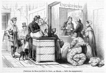 Interior of Mont-de-Piété in Paris, Hall of Engagement (June 1842)