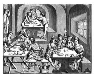 Interior of a Hostelry, after a Woodcut in a Folio Edition of Virgil, Published Lyons, 1517