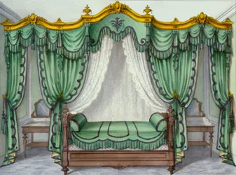 Interior showing furniture from a French periodical, 1850s