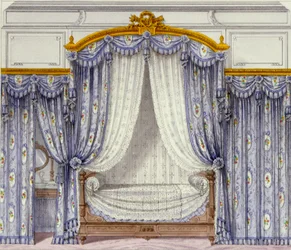 Interior showing furniture from a French periodical, 1850s