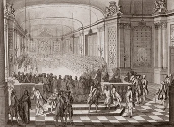 Internal view of the Jacobins Hall, in Nantes, during the holding of the United States of Brittany in 1764