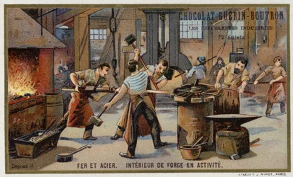 Iron and Steel. Interior of a Busy Smithy