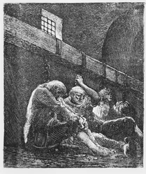 Jean Valjean in Prison, Illustration from Les Miserables, by Victor Hugo, 1865