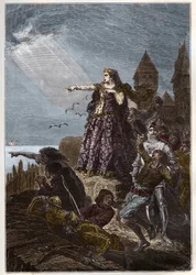 Joanna of Flanders Spots the English Fleet Arriving to Relieve Hennebont