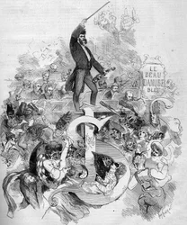 Johann Strauss the Younger (1825-1899), playing the violin, during a masked ball given at the Paris Opera