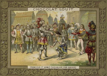 King Charles I of France knighted by Chevalier de Bayard after the Battle of Marignano, 1515