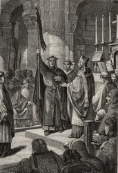 King Louis VII Takes the Oriflame at the Basilica of Saint Denis