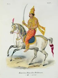 Kubera the God of Wealth, Engraved by C. de Motte (1785-1836)