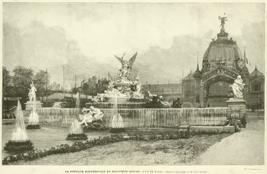 The Monumental Fountain by Sculptor Coutan, Front View, After the Photograph by M H-C Godefroy