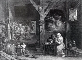 La Fumeuse, print by Jean Baptiste Patas after David Teniers the Younger, 1786-1808