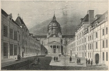 La Cour de la Sorbonne in Paris in the 19th century - Engraving in 