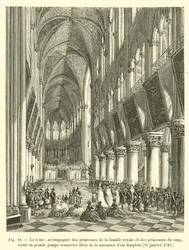 The Queen, Accompanied by the Princesses of the Royal Family and the Princesses of the Blood, Comes in Great Pomp to Thank God for the Birth of a Dauphin, January 21, 1782