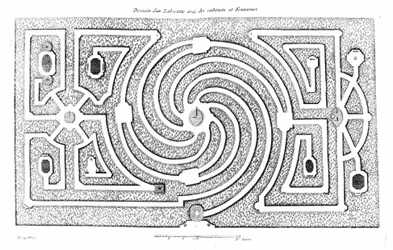 Labyrinth Project with Cabinets and Fountains. Based on the Theory and Practice of Gardening by A. J. Dezallier D