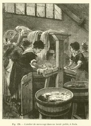 The Soap Workshop in a Public Laundry in Paris (engraving)