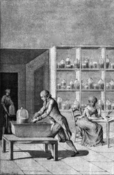 Lavoisier in His Laboratory at the Arsenal, Demonstrating an Experiment on Respiration, 18th Century