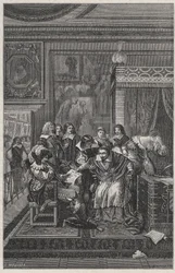 The Dying Cardinal Richelieu - Lithography by Charles Motte in 